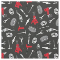 Mechanic Tools and Equipment Pattern Fabric