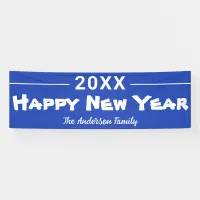 Personalized Happy New Year Modern Blue Festive Banner