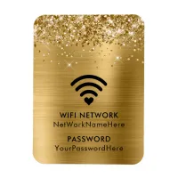 Glittery Gold Foil WiFi Network and Password Magnet