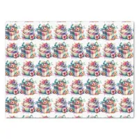 Shabby Chic Floral Pink and Blue Birthday Tissue Paper