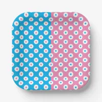 Minimalistic Bright Pink, White, and Blue Dots Paper Plates