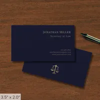 Navy Blue and Gold Lawyer Business Card