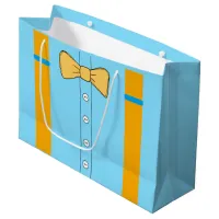 Blue and Orange Suspenders and Bow Tie Birthday Large Gift Bag