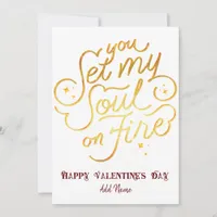 Gold You Set My Soul On Fire Valentine Anniversary Holiday Card