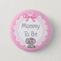 Elephant Themed Mommy to Be Baby Shower Button