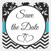 Black and Blue Floral Save the Date Stickers