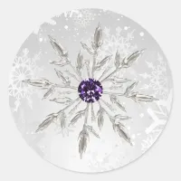 silver purple snowflakes winter wedding stickers