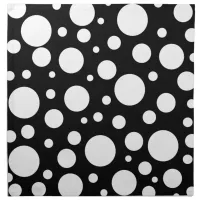 White Polka Dots on Black | Cloth Napkin