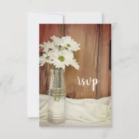 White Daisies in Milk Bottle Barn Wedding RSVP