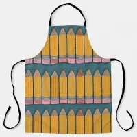 Fun Epic Illustrated Yellow Pencil Pattern Apron