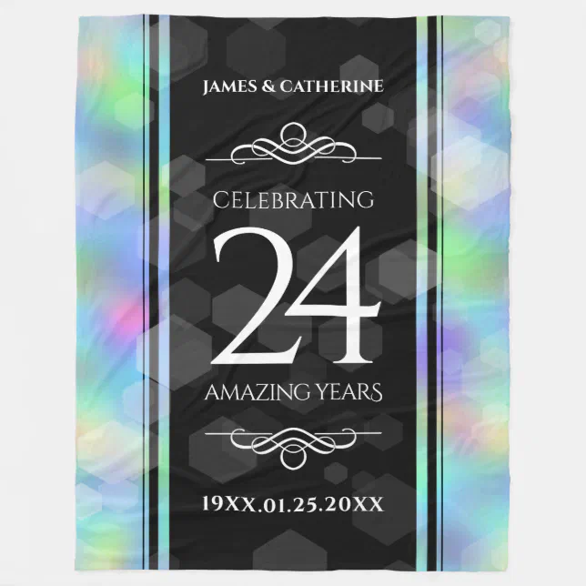 Elegant 24th Opal Wedding Anniversary Celebration Fleece Blanket
