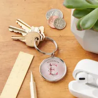 Customizable Delicate Cherry Blossom Monogram "E" Keychain