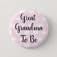 Great Grandma to be Pink Hearts Baby Shower Button