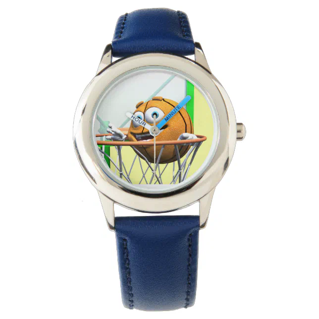 Funny Cartoon Basketball in a Hoop Watch