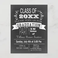 Vintage Chalkboard Typography Graduation party Invitation Postcard