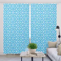 Azure Greek Key Pattern Blackout Curtains