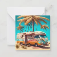 Retro RV and Palm Trees Note Card