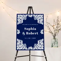 Mexican Talavera Navy Blue Wedding Welcome Sign