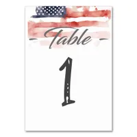 Customizable Patriotic, Watercolor Flag Table Number