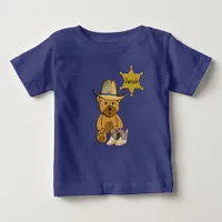 Sheriff Teddy Bear Cowboy Personalized Baby Tee