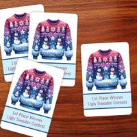 1st Place Winner Ugly Sweater Blue Red Purple Jumbo Poker Cards