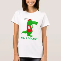Crocodile Cartoon Golfer T-Shirt