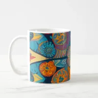 Radiant Mandala: Vibrant Symmetrical Fantasy Art Coffee Mug