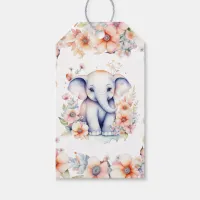 Cute Baby Elephant Girl's Baby Shower  Gift Tags