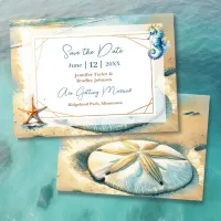 Pastel Ocean Sand dollar Wedding Save the Date Invitation