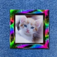 Holo Rainbow Artistic Border Photo Pinback Button