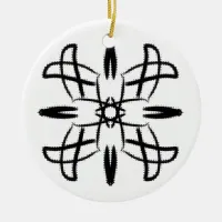 Black and White #14 X Marks the Spot Doodle Ceramic Ornament