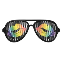 Rainbow Lips Kiss Mark Pride Party Festival Aviator Sunglasses