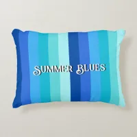 Summer Fresh Blue Stripes Accent Pillow