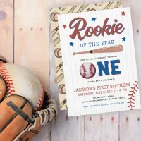 Rookie of the Year Baseball 1st Birthday Party Invitation