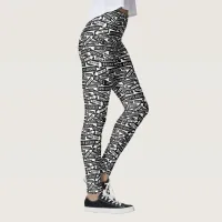 New York City Streets Black and White Patterned Leggings