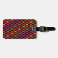 Gingham Check Multicolored Pattern Luggage Tag