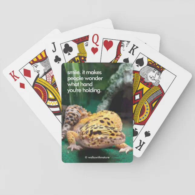 Funny Leopard Gecko Smiles for the Paparazzi Poker Cards