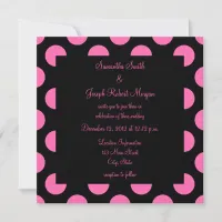 Black and Pink Polka Dot Wedding Invitation