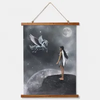 Pretty Winged Fairy and Flying Horse Hanging Tapestry