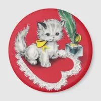 Vintage Valentine Kitty Magnet