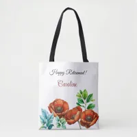 Sublime Watercolor Red Poppies Happy Retirement Tote Bag