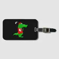 Crocodile Cartoon Golfer on Bag Tag Biz Card Slot