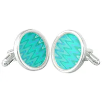 Modern zigzag pattern - waves in turquoise cufflinks