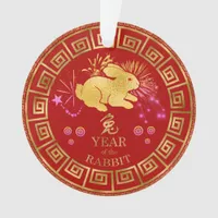 Chinese Zodiac Rabbit Red/Gold ID542 Ornament