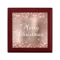 Glittery Rose Gold Foil Merry Christmas Gift Box