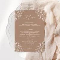 Elegant Taupe Beige Tan Classic Wedding Menu