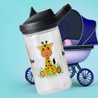 Cute funny baby giraffe kids  water bottle