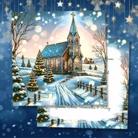 Pretty Church on a Winter Day Christmas Holiday Card