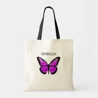 Personalized Purple Butterfly Tote Bag