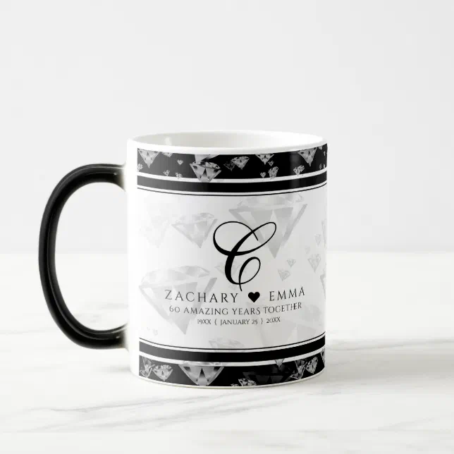 Elegant 60th 75th Diamond Wedding Anniversary Magic Mug